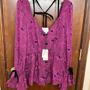 Cinq à Sept Purple Floral Blouse